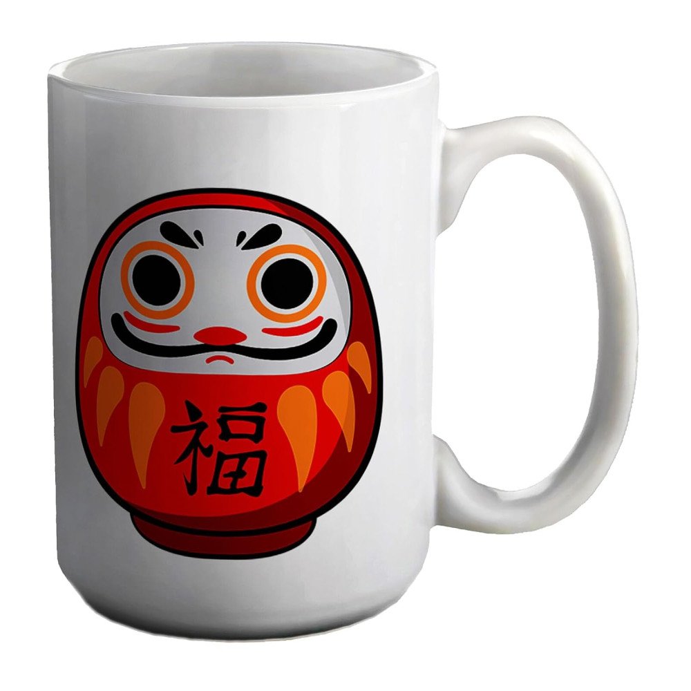 Daruma Japanese White 11oz Large Mug Cup Printed Coffee and Tea Ceramic Mug- 11OZ Ceramic Coffee Mug 0517