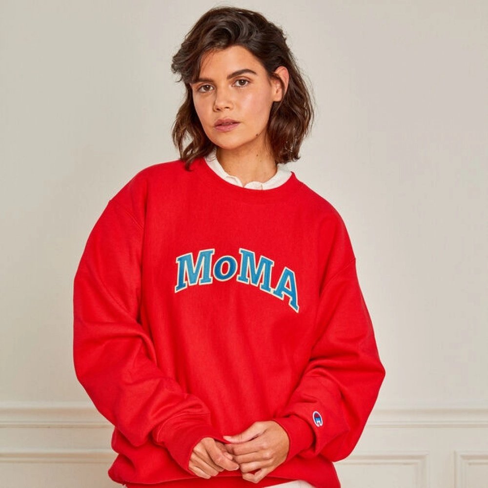 Champion クルーネックスウェットシャツ MoMA Edition スカーレット S