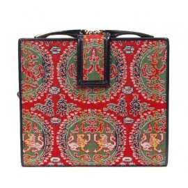 Enmon Silk Brocade Leather Clasp Wallet 